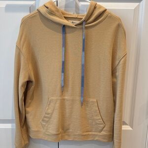 Madewell Tan Hoodie with Blue Drawstrings